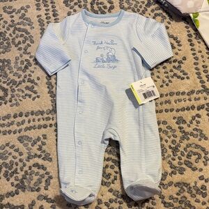 Little Me Light Blue Striped Footie